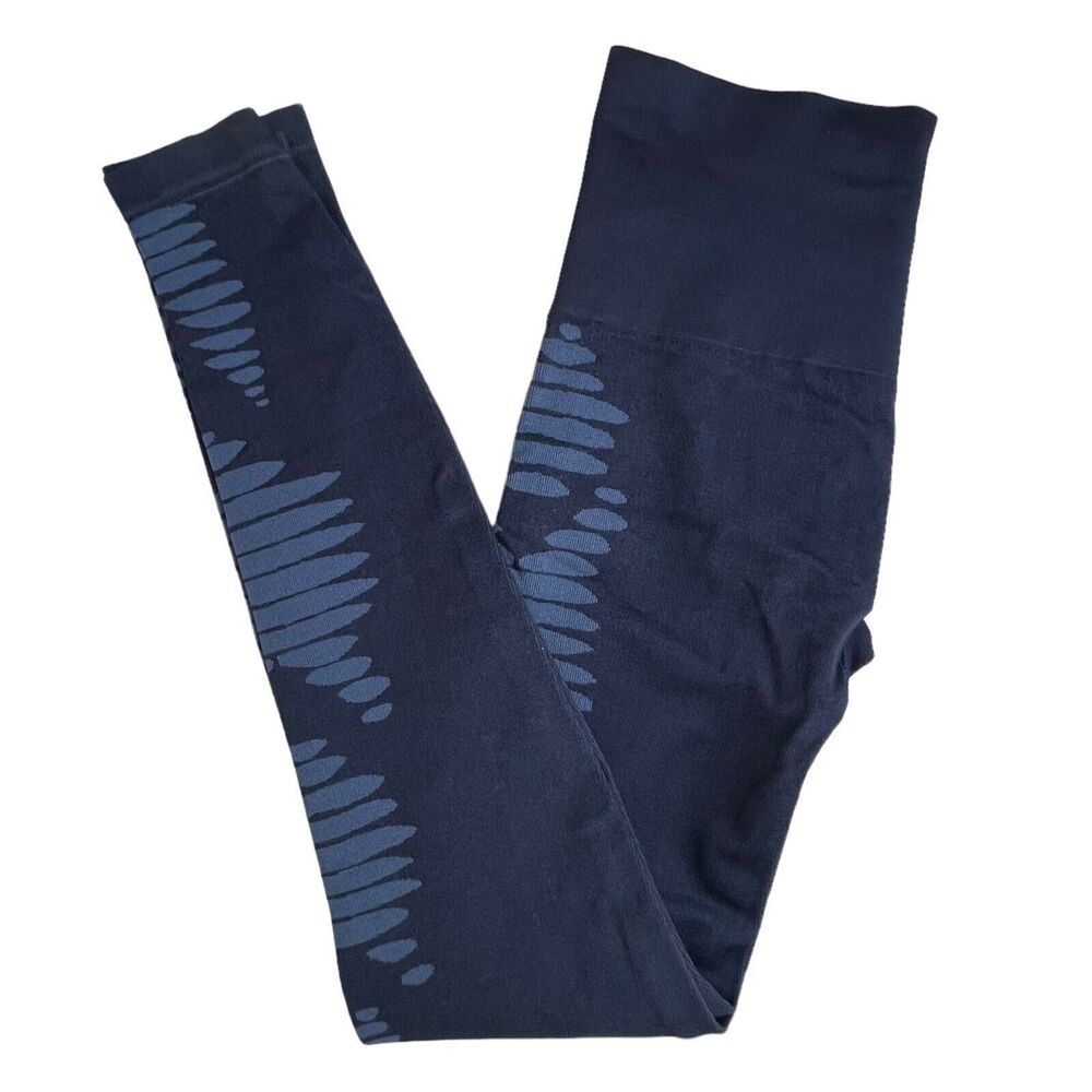 Spanx Womens Blue Geometric Print Mid Rise Look At Me Now Leggings Small‎